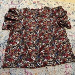 SHEIN curve floral puff sleeve women’s top dressy size 2X XXL flower print